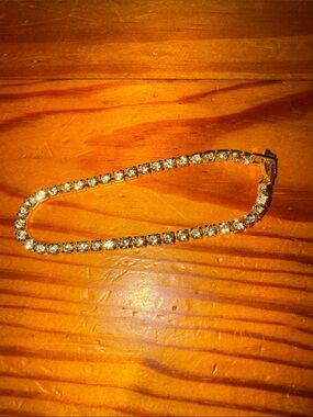 Gold Tennis Bracelet with Clear Stones - Women Jewelry